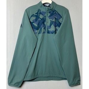 Adidas Golf Windbreaker Jacket Mens Medium Blue 1/4‎ Zip Collar